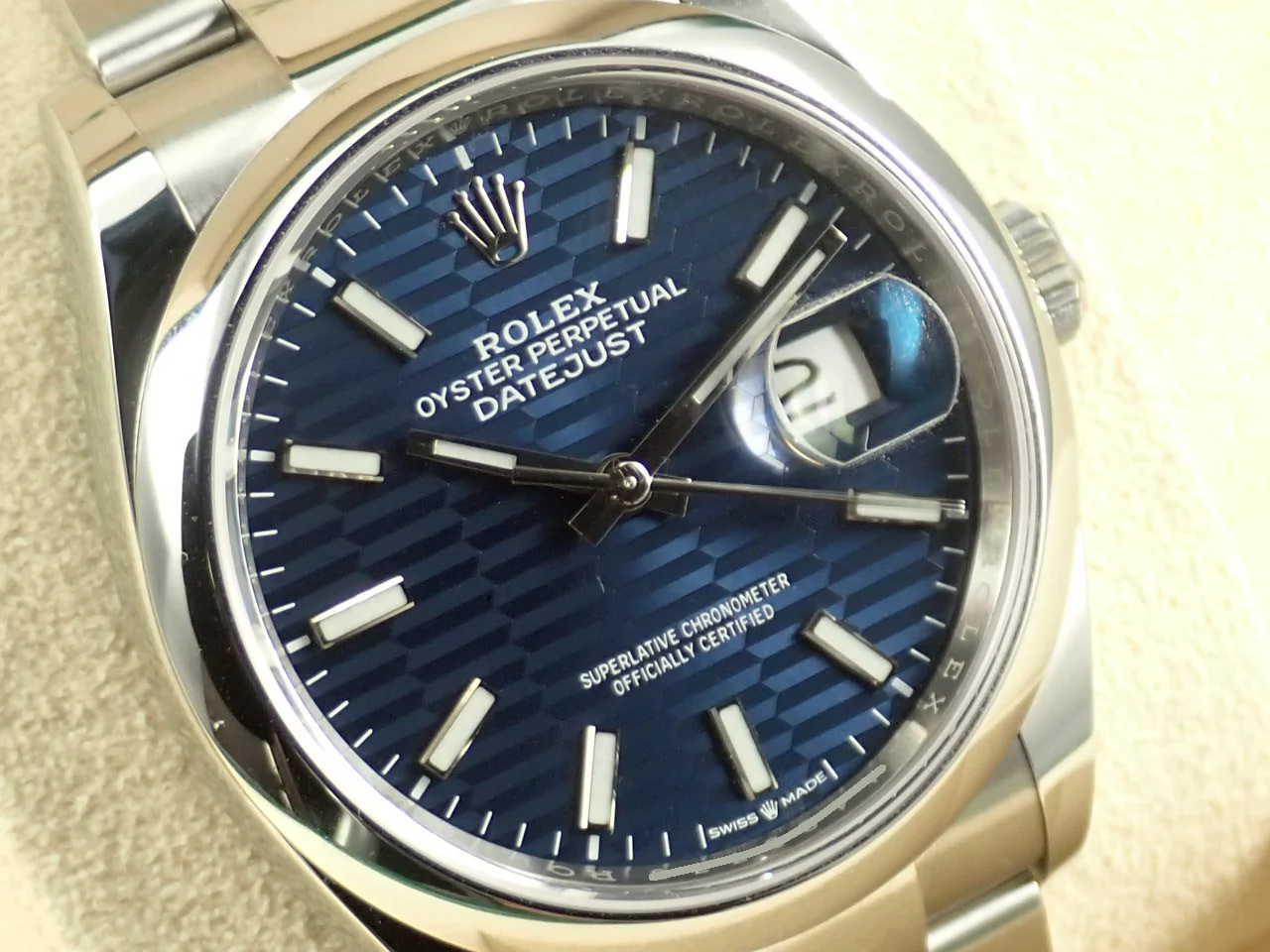 ロレックス デイトジャスト36 Ref.126200 ステンレススチール ブルー フルーテッドモチーフ文字盤 オイスターブレスレット 中古 F9240719 - Image 3